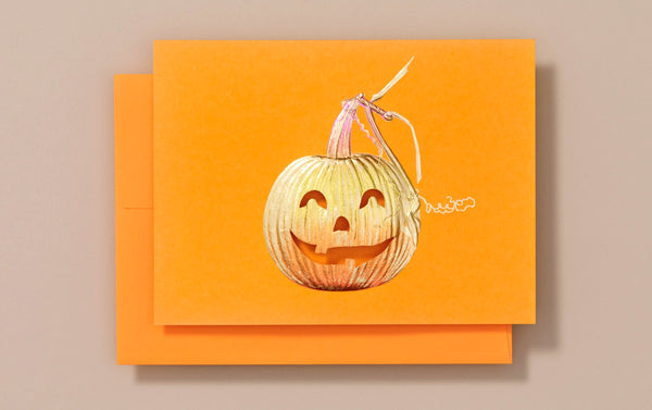 Engraved Jack-o'-lantern Halloween Greeting Card