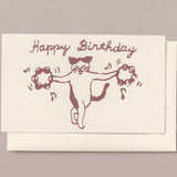 Silk Screen Printed Mini Greeting Card, Tamborine Cat