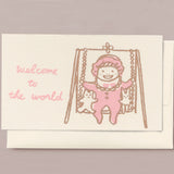 Silk Screen Printed Mini Greeting Card, Welcome to the World