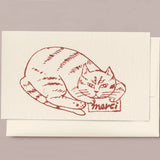 Silk Screen Printed Mini Greeting Card, Merci Cat