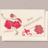 Silk Screen Printed Mini Greeting Card, Bon Anniversaire