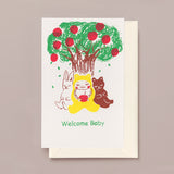 Silk Screen Printed Greeting Card, Welcome Baby