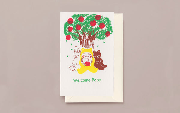 Silk Screen Printed Greeting Card, Welcome Baby