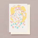 Silk Screen Printed Greeting Card, Mon Cheri