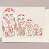 Silk Screen Printed Greeting Card, Manaki-neko