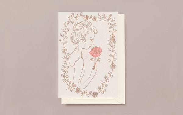Silk Screen Printed Greeting Card, Beauty Rose