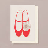 Silk Screen Printed Greeting Card, Red Shoes