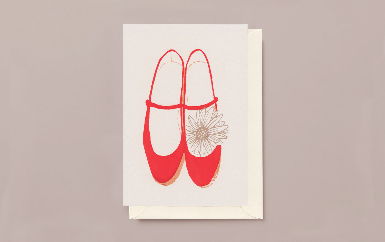 Silk Screen Printed Greeting Card, Red Shoes