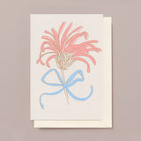 Silk Screen Printed Greeting Card, Flower and Ribbon