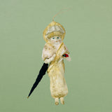 Christmas Ornament, Spun Cotton Girl with Umbrella