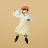 Christmas Ornament, Spun Cotton Girl & Snowballs