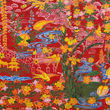 Full-Panel Chiyogami Silk Screen Print, Red Islands