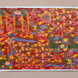 Full-Panel Chiyogami Silk Screen Print, Red Islands