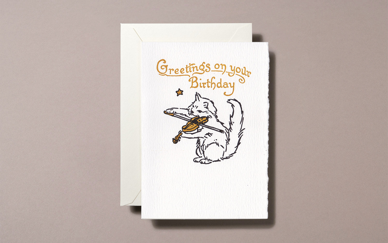 Letterpress Cat & Fiddle Birthday Greeting Card
