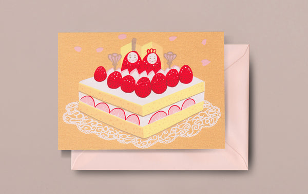 Cake Couple Silk Screen Printed Postcard