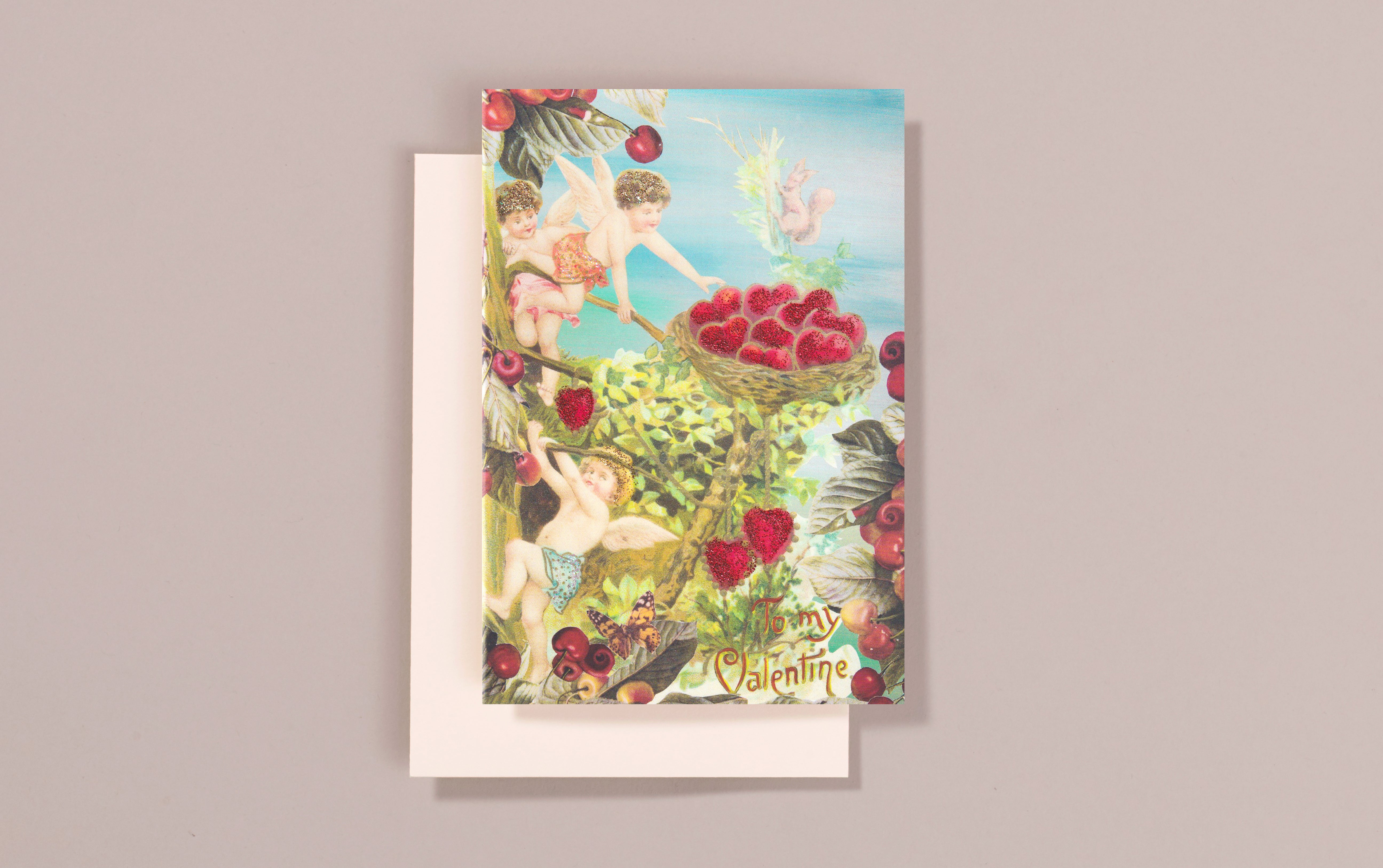 Cherubs on Cherry Tree Greeting Card