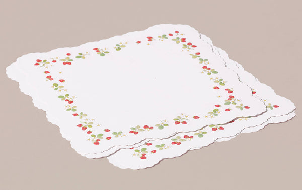 Decorative Strawberry Scalloped Edge Handkerchief Writing Paper - Pack of 10