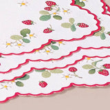 Decorative Strawberry Scalloped edge Handkerchief flat cards - Pack of 10