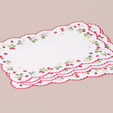 Decorative Strawberry Scalloped edge Handkerchief flat cards - Pack of 10