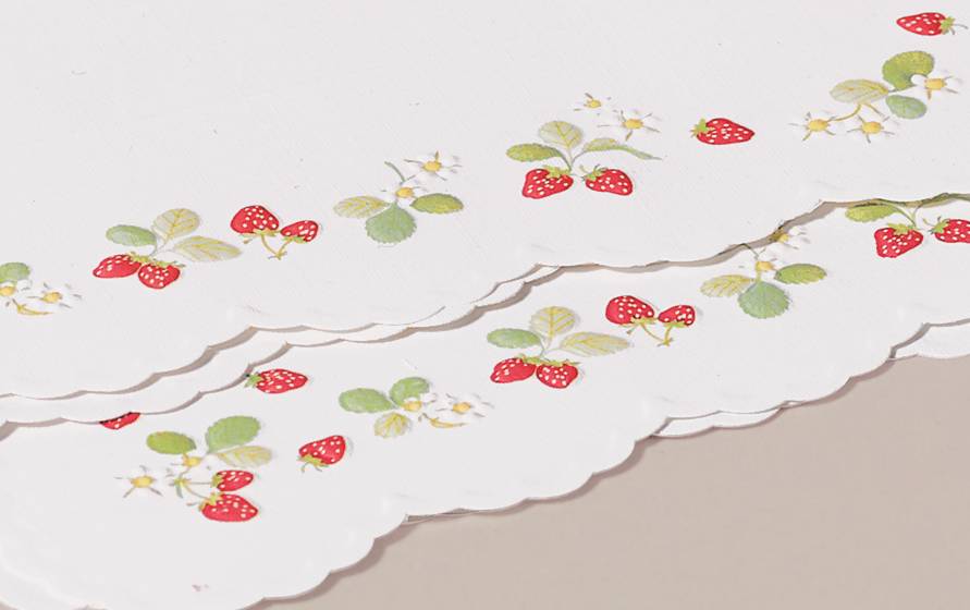 Decorative Strawberry Scalloped Edge Handkerchief Writing Paper - Pack of 10
