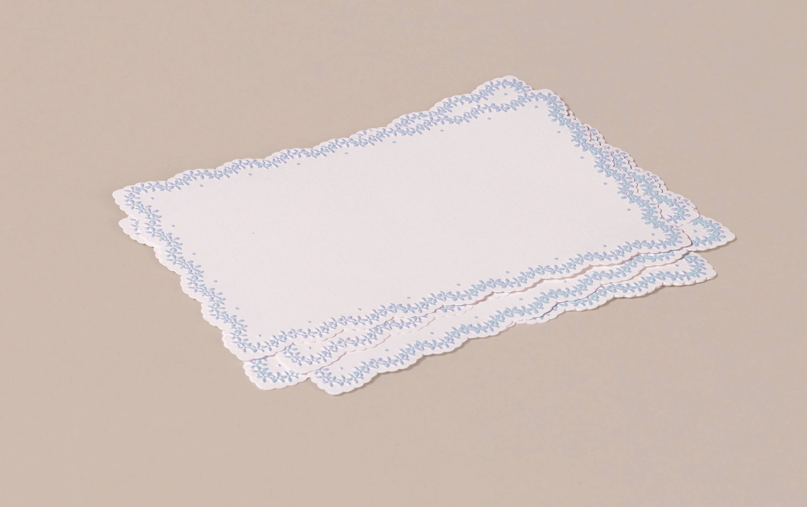 Decorative Forget-me-not Scalloped Edge Flat Cards - Pack of 10