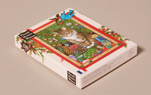Choosing Keeping Christmas Cat Handmade Jigsaw Puzzle