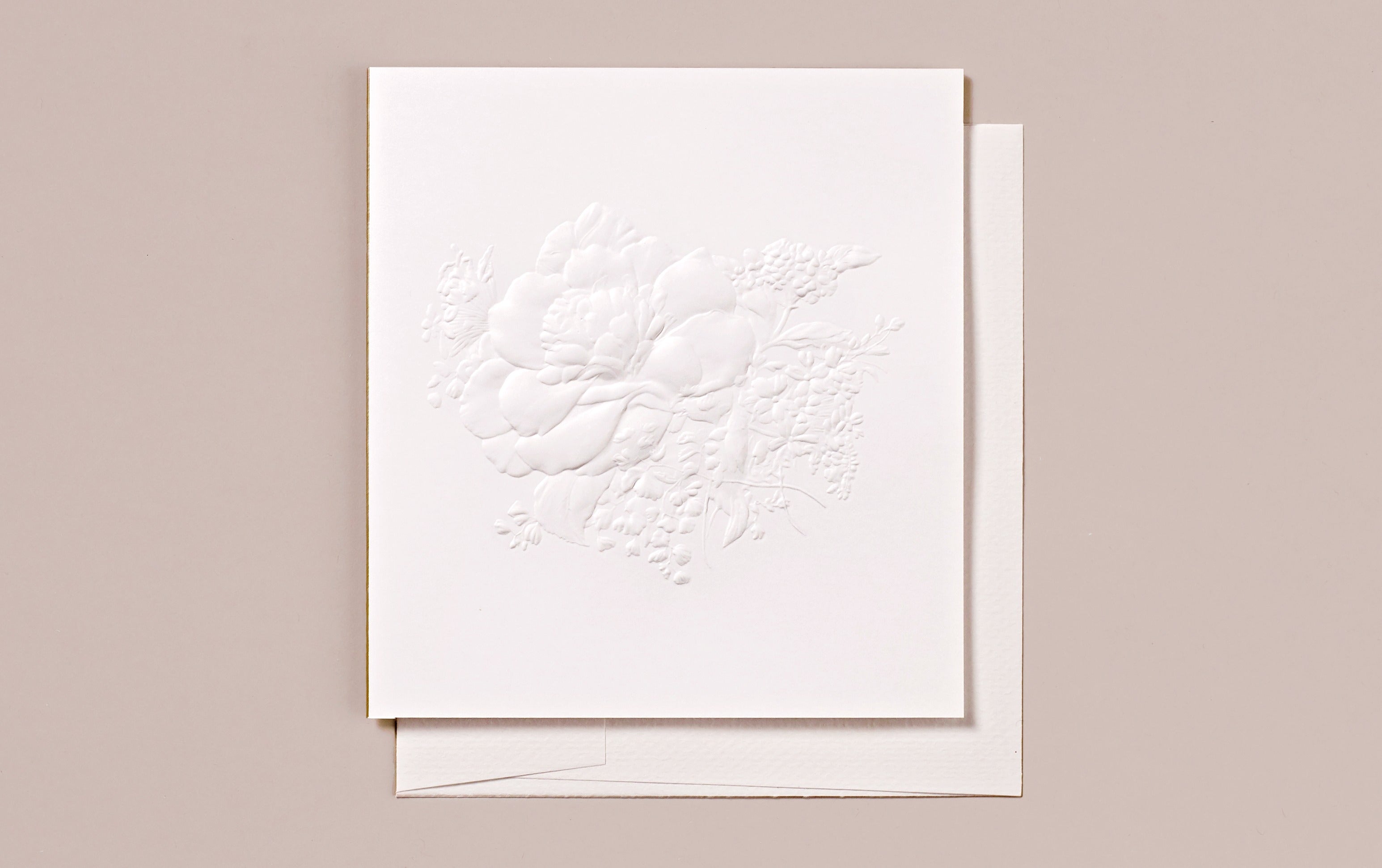 Blind Embossed Camellia Bouquet Greeting Card