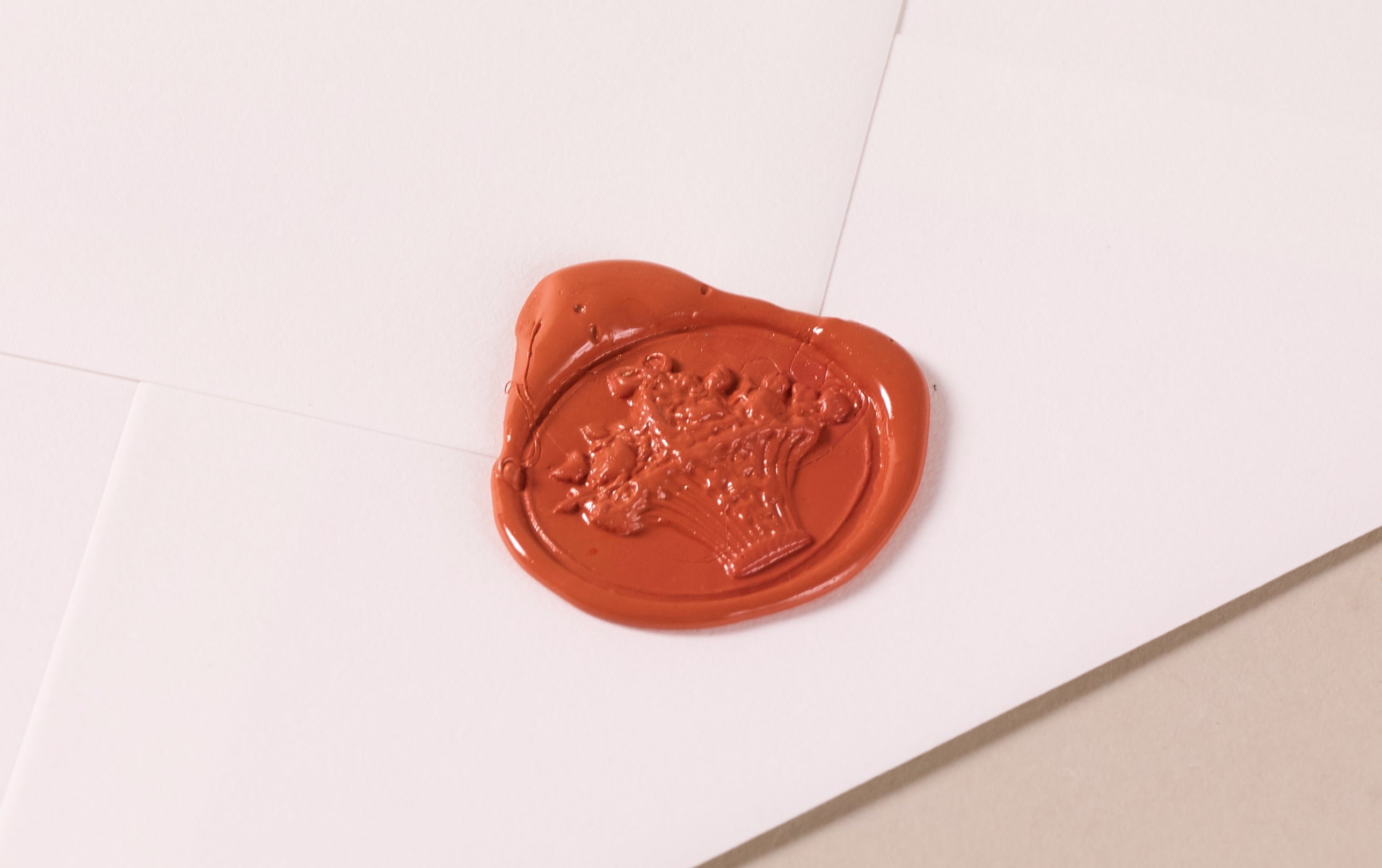 French Wax Seal, Basket of Flowers