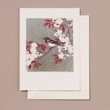 Large Silver Foil Bird on a tree branch Greeting Card