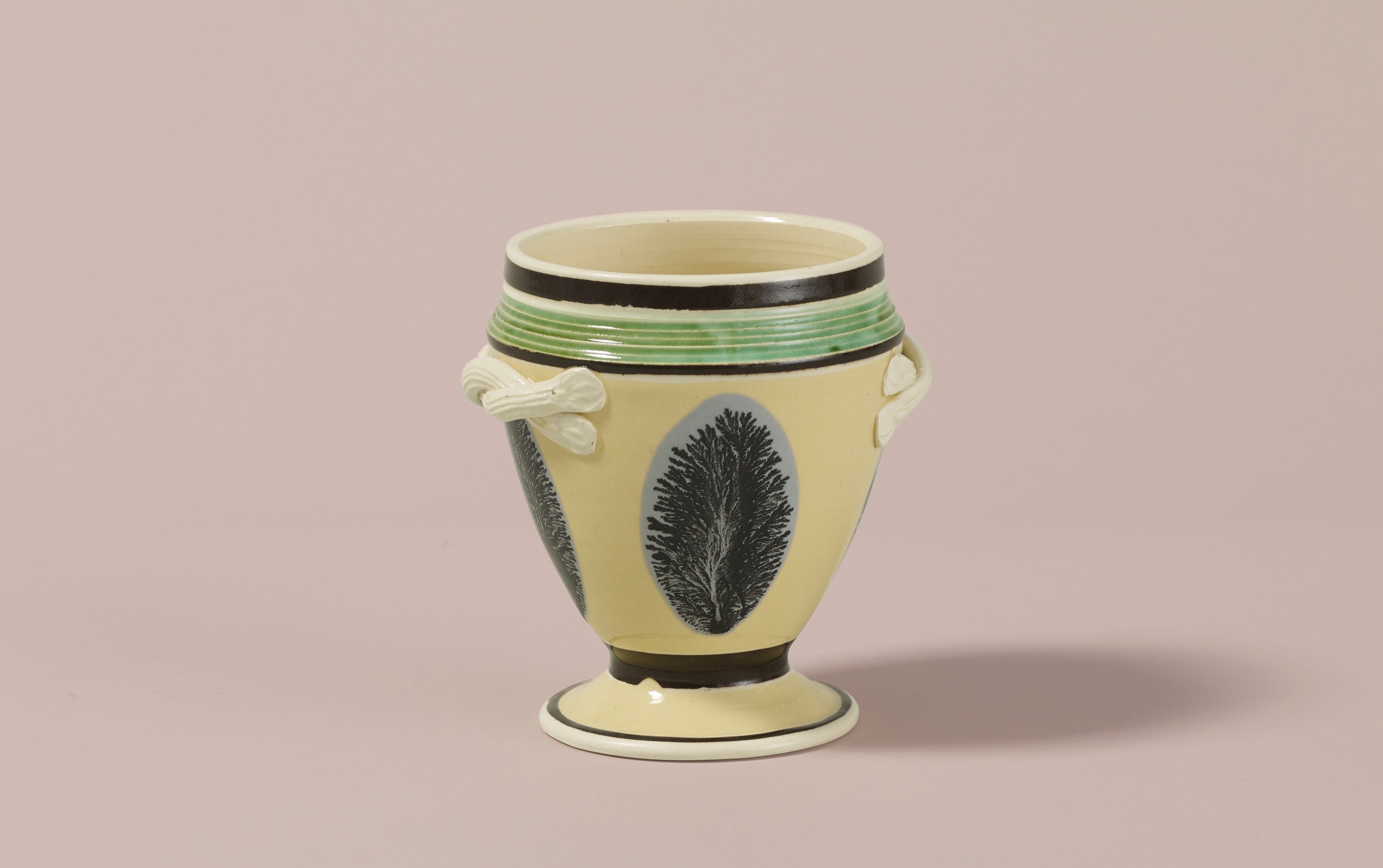 Yellow Mochaware Ceramic Desk Bouquet Vase