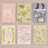 Set of 6 Silk Screen Printed Postcards, Set 1