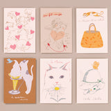 Set of 6 Silk Screen Printed Postcards, Set 3