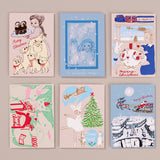 6 Silk Screen Printed Christmas Postcards, Set 2