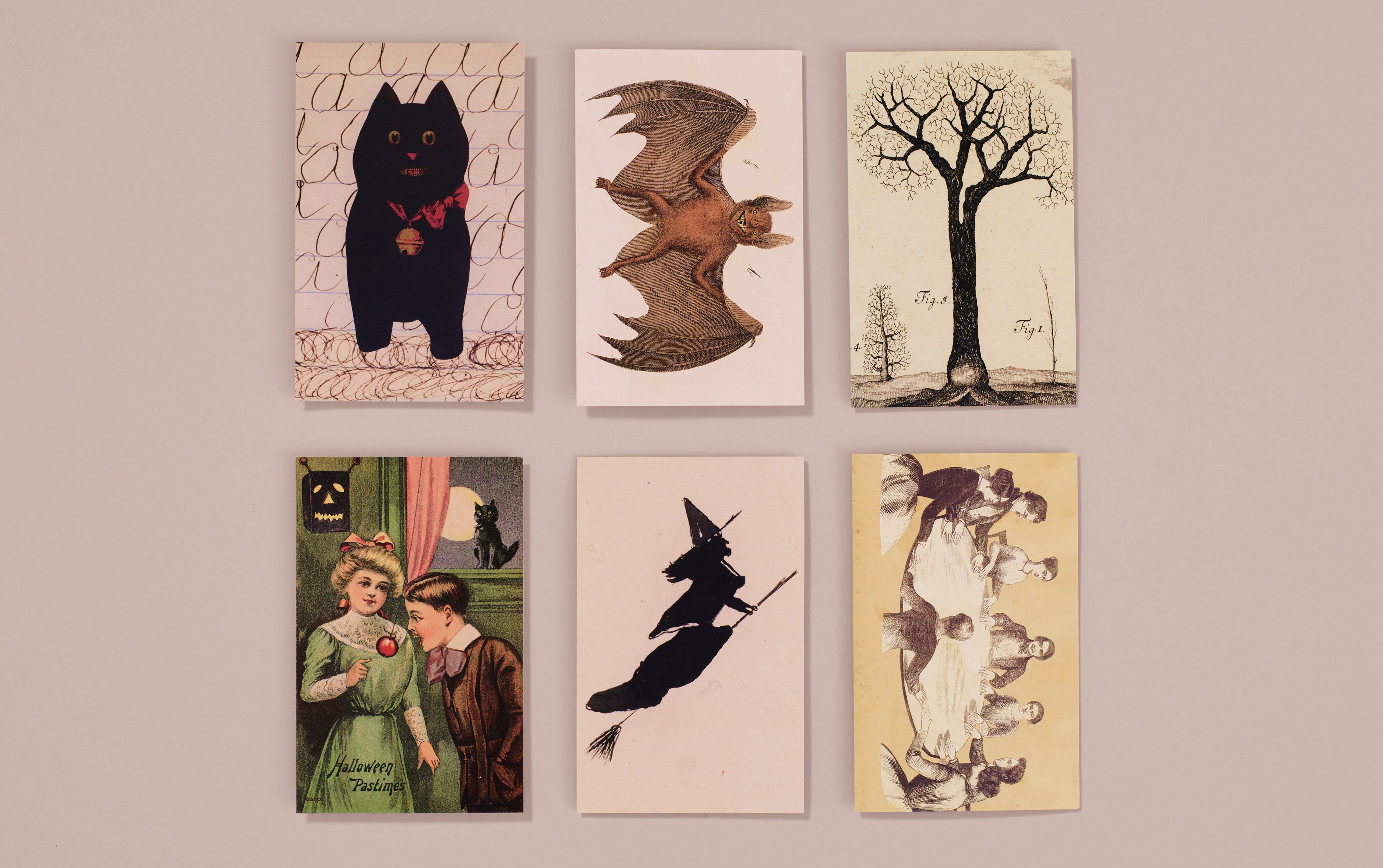 Set of 6 Victorian Ephemera Postcards, Halloween