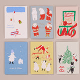 Set of 6 Silk Screen Printed Christmas Postcards, Set 1