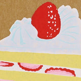 Happy Birthday Silk Screen Printed Postcard, Strawberry Cake