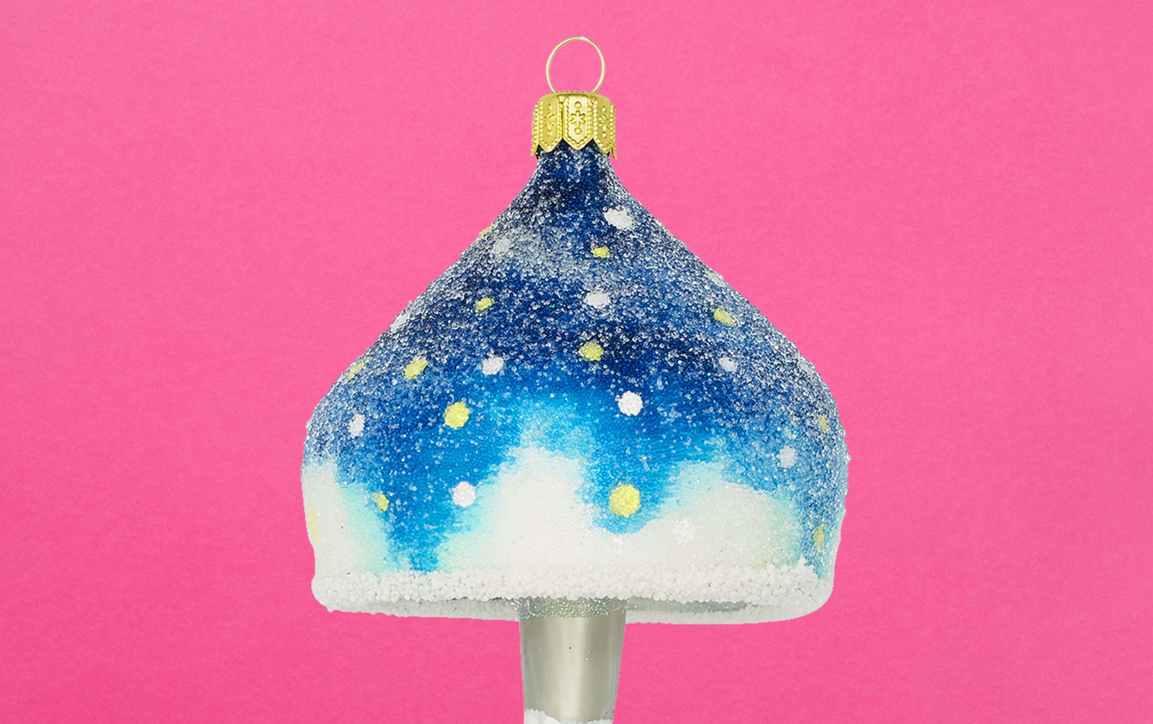 Christmas Ornament, Blue Poisonous Mushroom