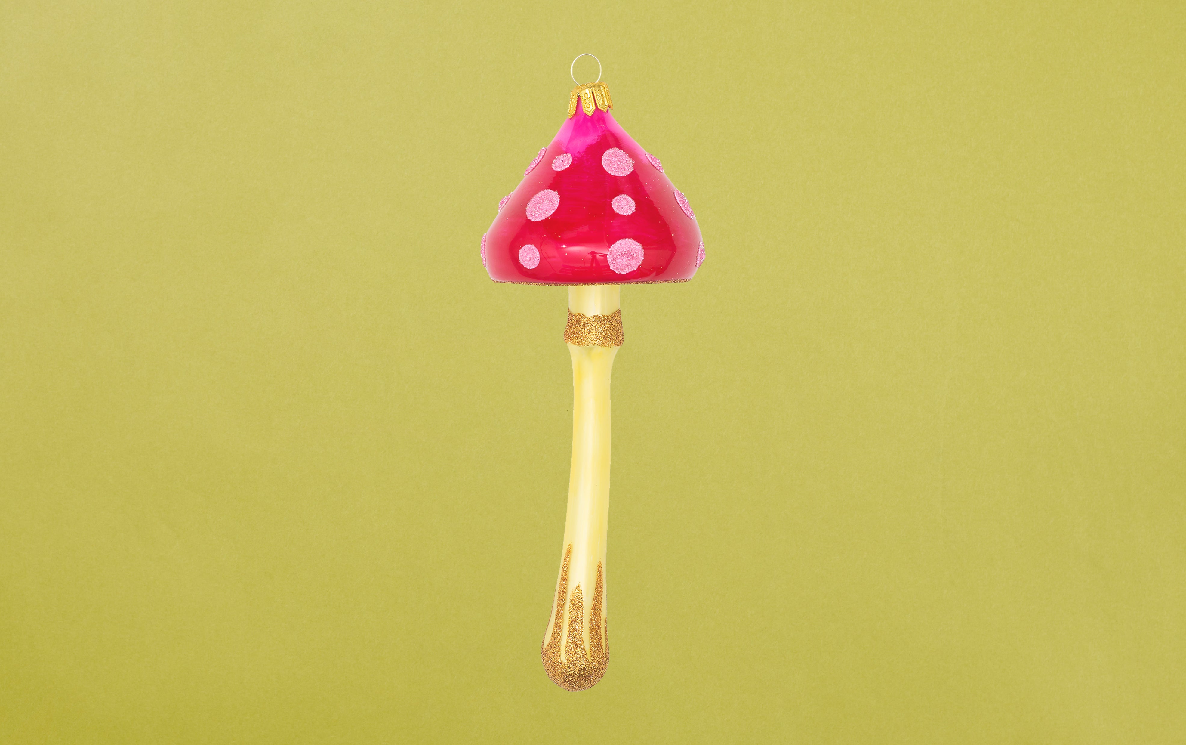 Christmas Ornament, Pink and Gold Mushroom