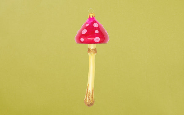 Christmas Ornament, Pink and Gold Mushroom