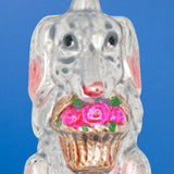 Christmas Ornament, Dog with Flower Basket