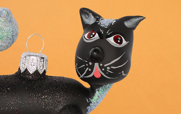 Christmas Ornament, Bendy Black Cat