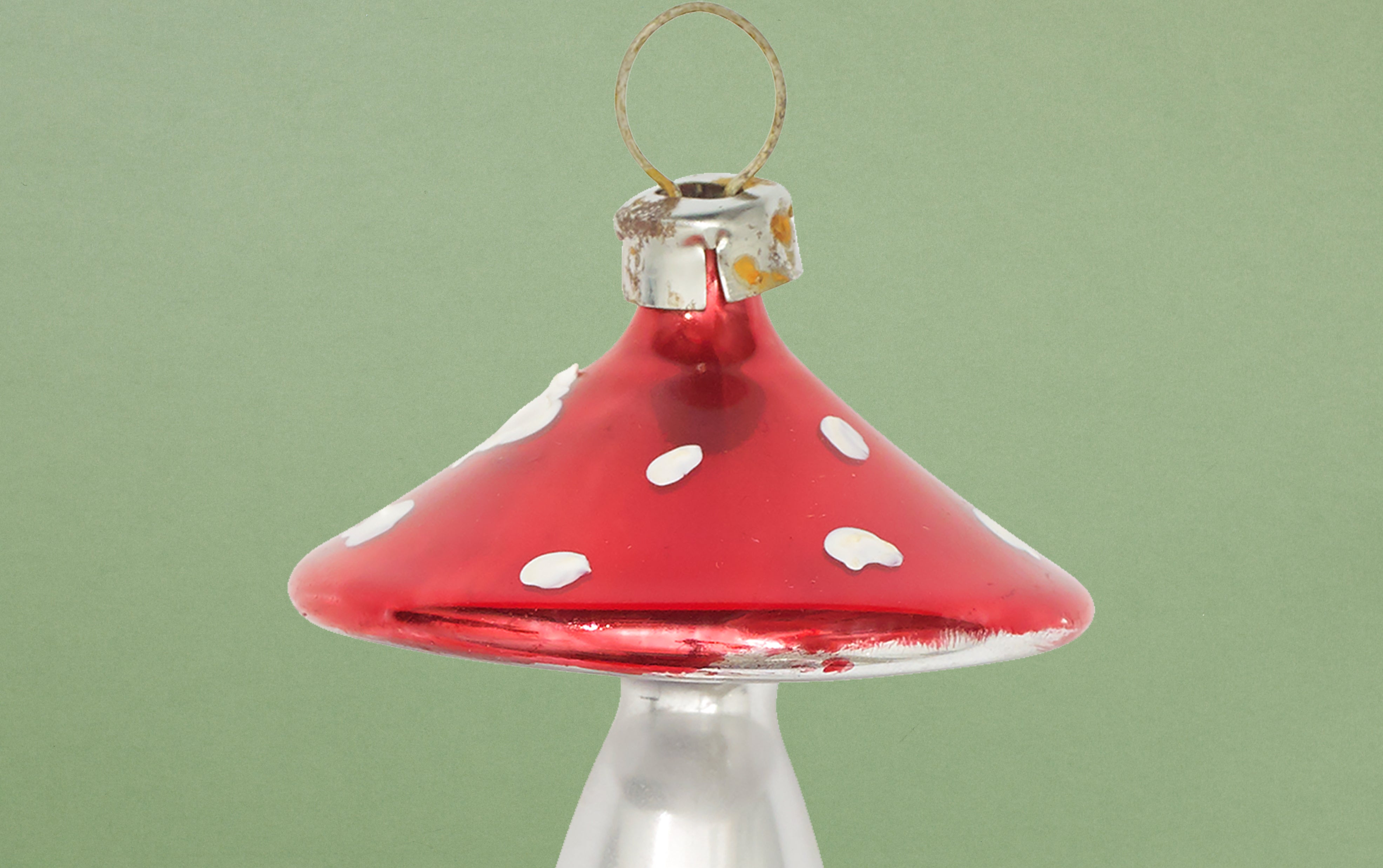 Christmas Ornament, Small Mushroom in Grass