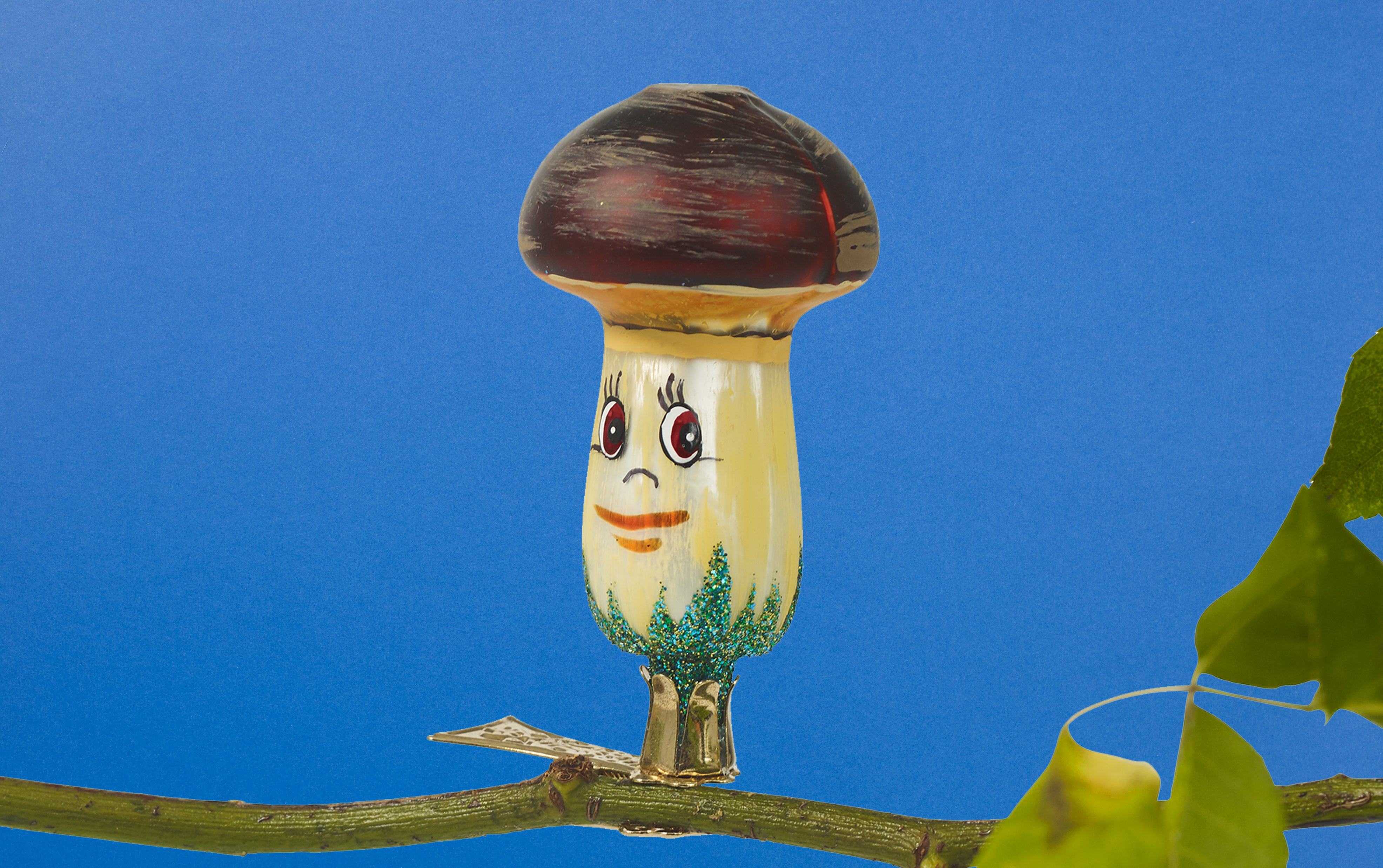 Christmas Ornament, Brown Mushroom with Face