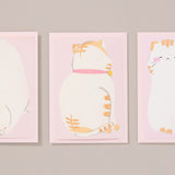 Japanese Screen Printed Cat & Rabbit Postcard Set