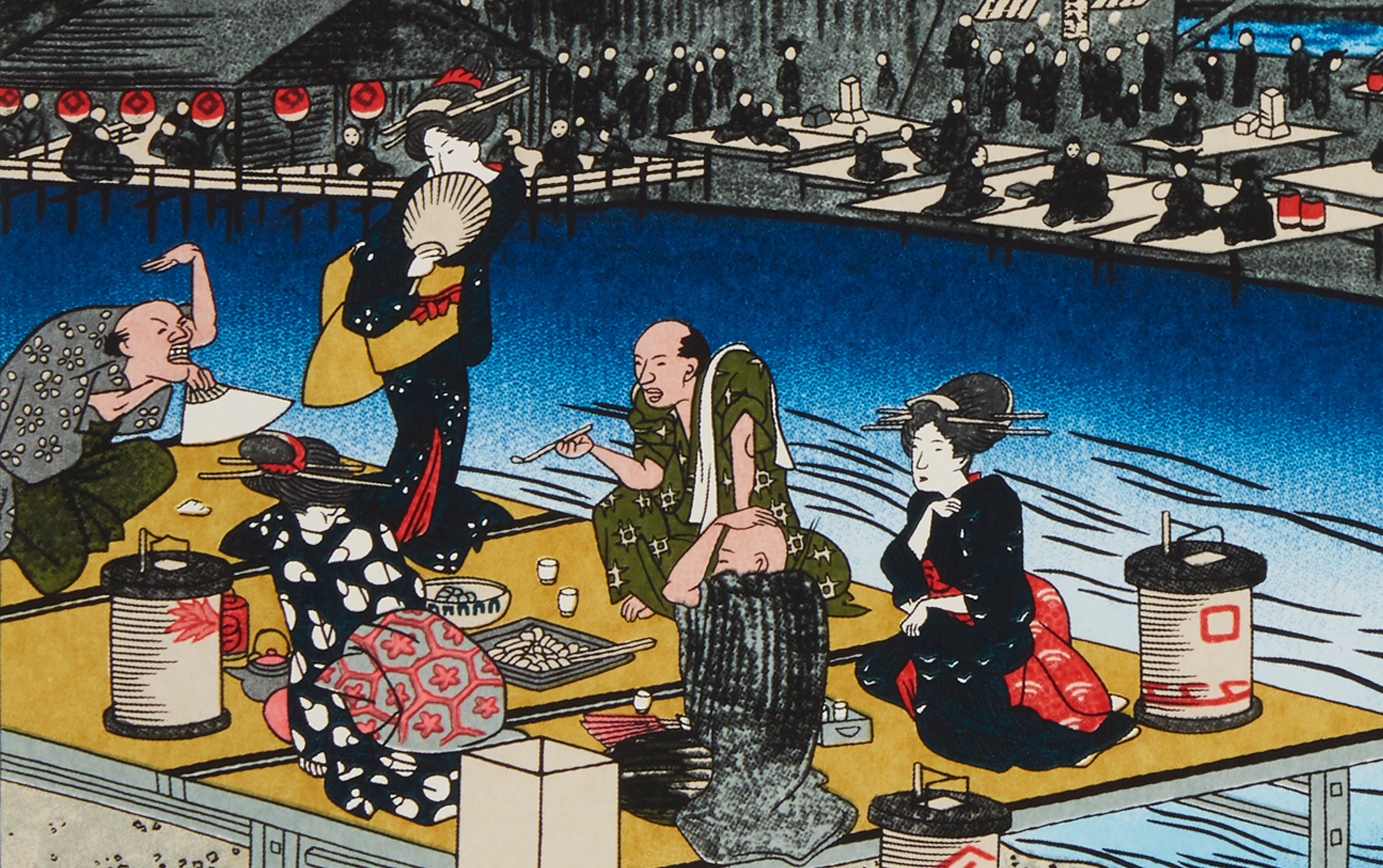 Full-Panel Chiyogami Silk Screen Print, Hiroshige Seasons Summer