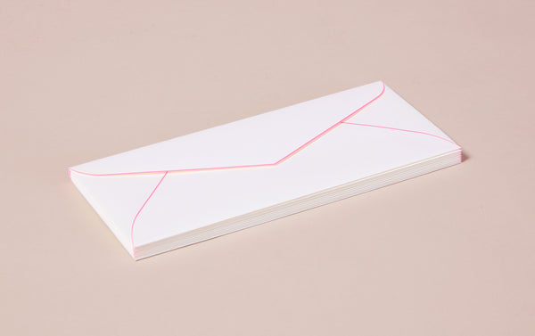 Pink Neon Edge White Envelopes - Pack of 10