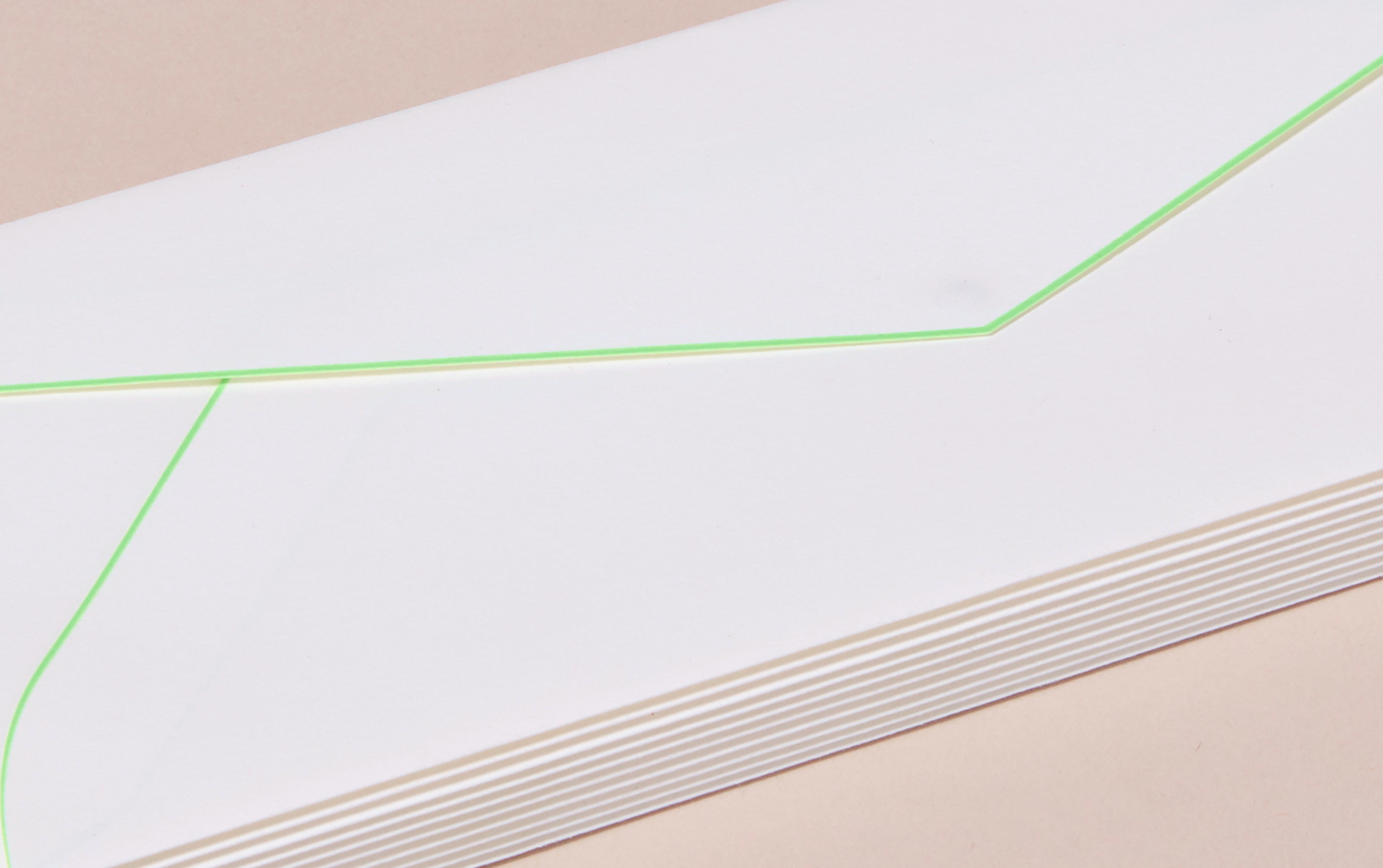 Green Neon Edge White Envelopes - Pack of 10