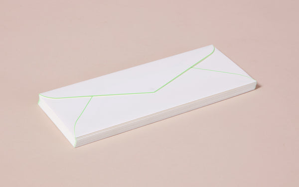 Green Neon Edge White Envelopes - Pack of 10
