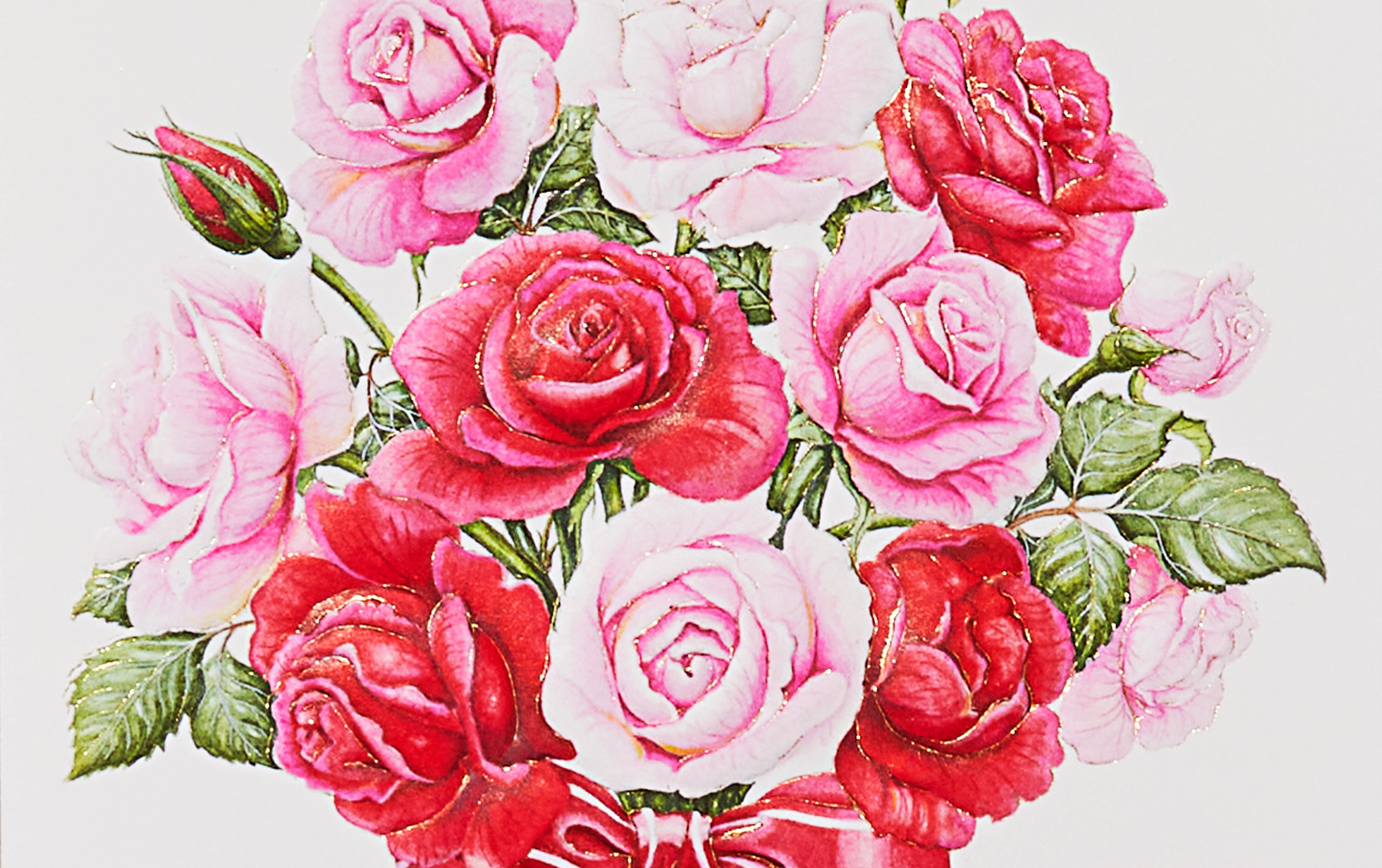 Embossed Bunch of Roses Greeting Card