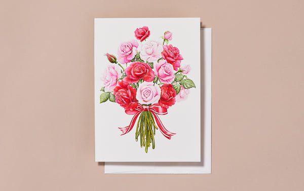 Embossed Bunch of Roses Greeting Card